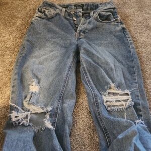 Super high-rise straight legged jeans